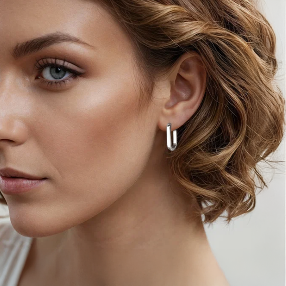 ER080W B.Tiff Padlock Hoop Earrings