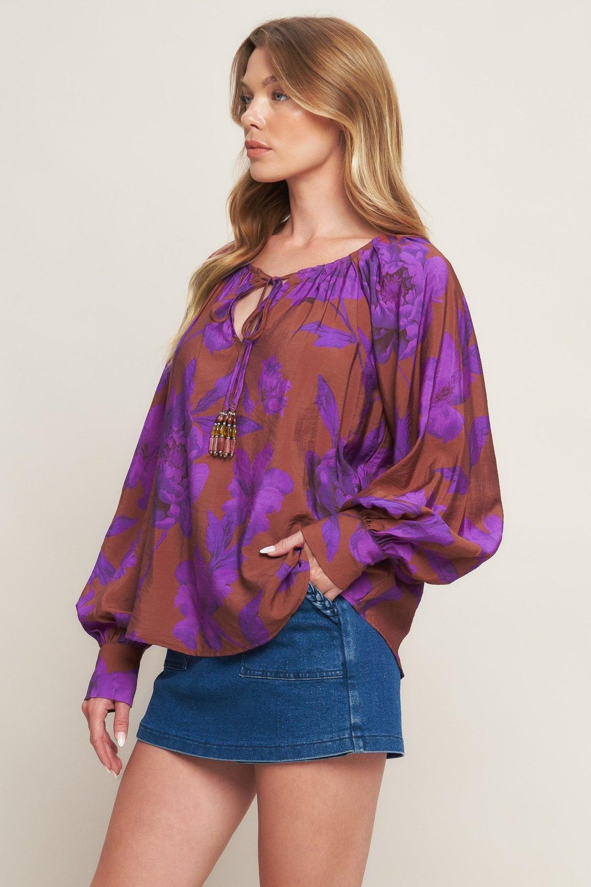 Violet dream woven peasant top alternate view 5