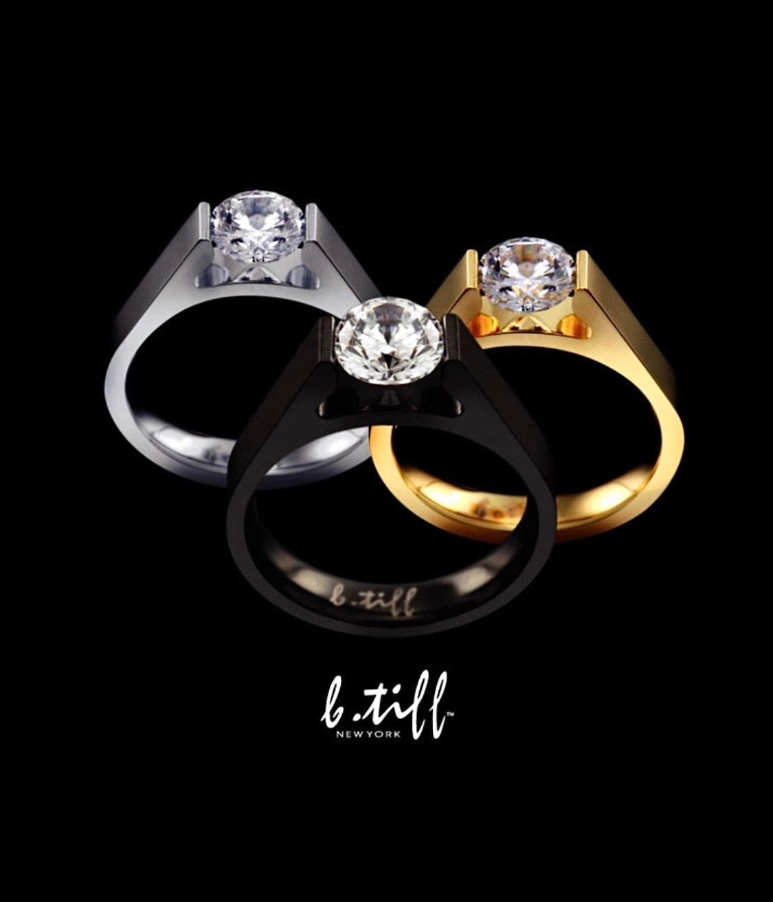 RG096G B.Tiff Gold Tension .75 ct Round Solitaire Engagement Ring