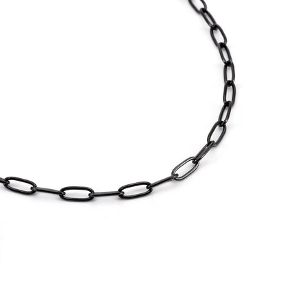 C400B B.Tiff Black 2 Clasps Oval Paperclip Link Chain Necklace/ 32"