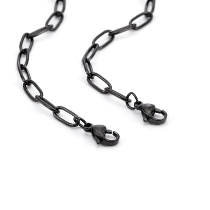 C400B B.Tiff Black 2 Clasps Oval Paperclip Link Chain Necklace/ 32"