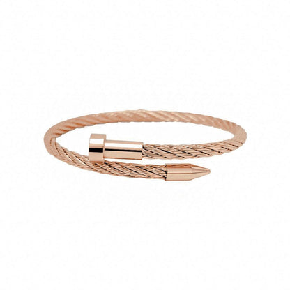 BG004RG B.Tiff Rose Gold Pointe Cable Bangle Bracelet