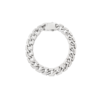 BG100W B.Tiff High Polish Flat Angular Cuban Link Bracelet