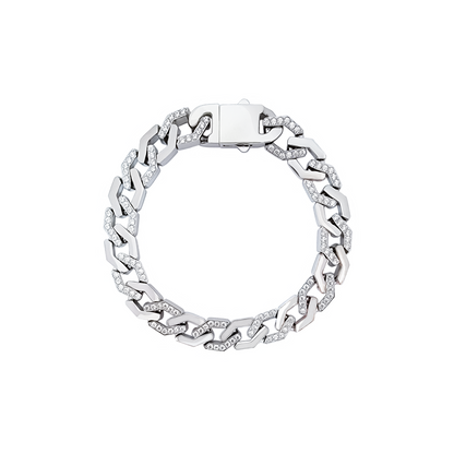 BG101W B.Tiff Pavé High Polish Flat Angular Cuban Link Bracelet