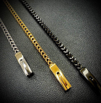 BG140B B.Tiff Black Franco Link Bracelet