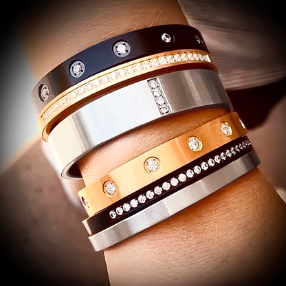 BG333B B.Tiff Black Eternity 25 Bangle Bracelet
