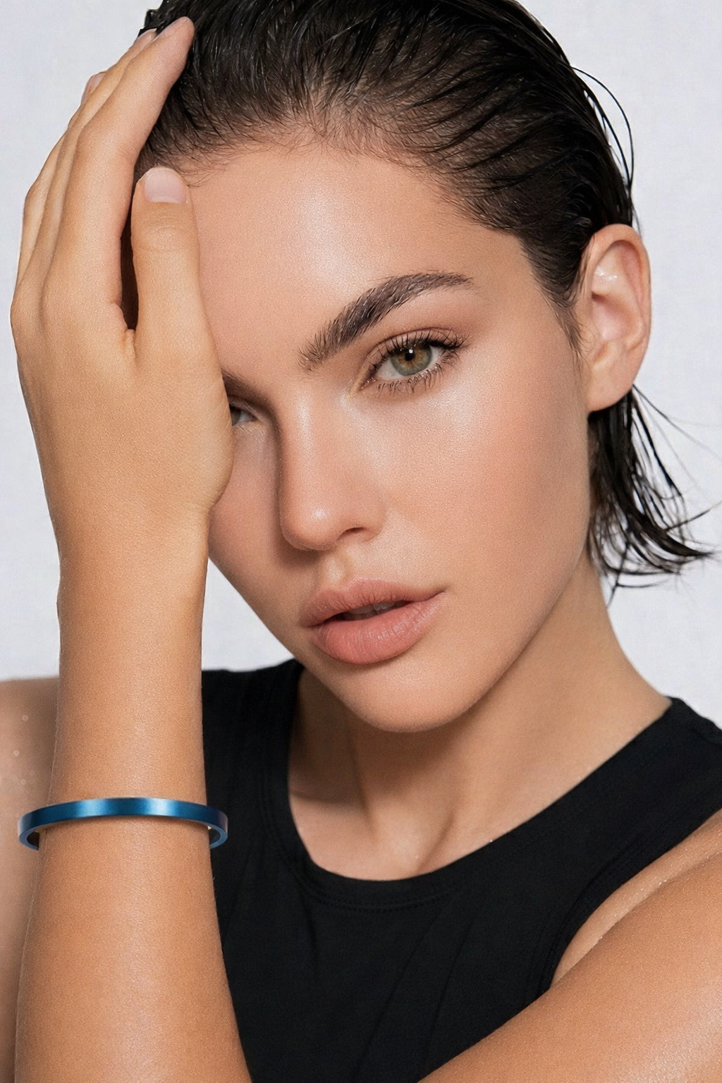 BG300BL B.Tiff Simplicity Narrow Matte Blue Bangle Bracelet