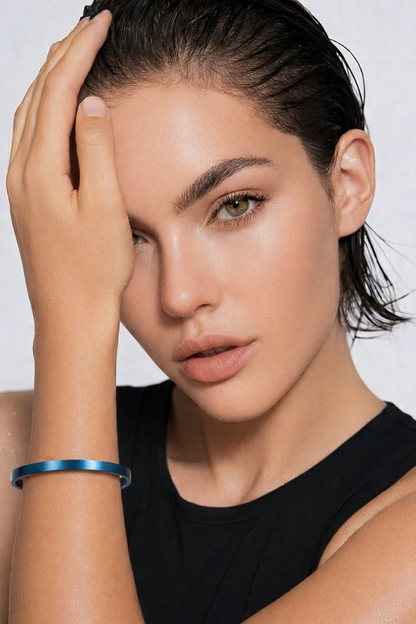 BG300BL B.Tiff Simplicity Narrow Matte Blue Bangle Bracelet