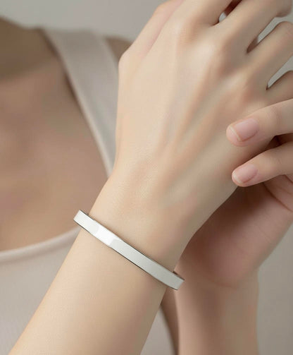 BG301WW B.Tiff "The Hamptons" White Enamel Stainless Steel Bangle Bracelet