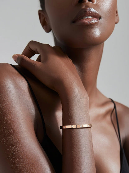 BG308RGP B.Tiff 8-Stone High Polish Rose Gold Bangle Bracelet