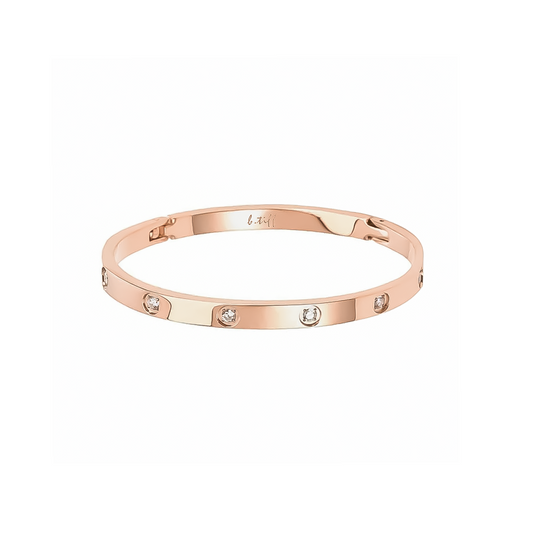 BG308RGP B.Tiff 8-Stone High Polish Rose Gold Bangle Bracelet