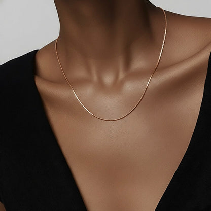 C031RG B.Tiff Rose Gold Diamond Cut Chain Necklace/ 1.3mm (An exclusive clasp design)