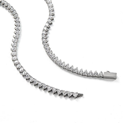 C102W B.Tiff Heart Tennis Necklace/ 4mm