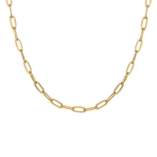 C400G B.Tiff Gold Oval Paperclip Link Chain Necklace/ 32
