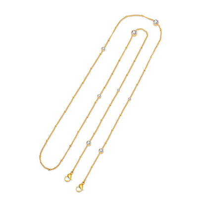 PT456G B.Tiff 8-Stone Gold Pavé Station Necklace