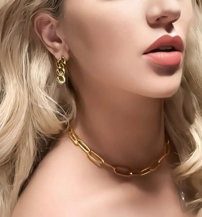 C860G B.Tiff "Jemma" Paperclip Flat Long Adjustable Link Gold Plated Necklace