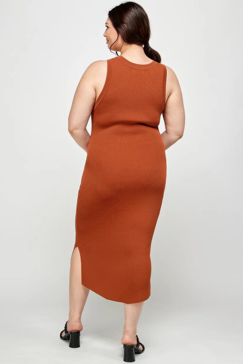Plus Size Stretchy Racer Back Midi Dress