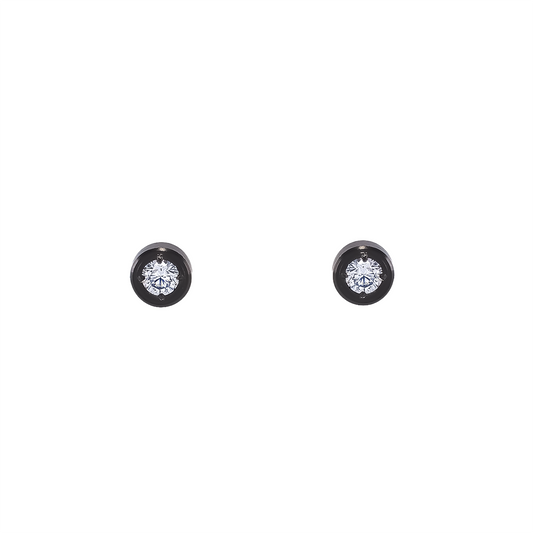 ER002B B.Tiff .05ct Black Pavé Solitaire Stud Earrings