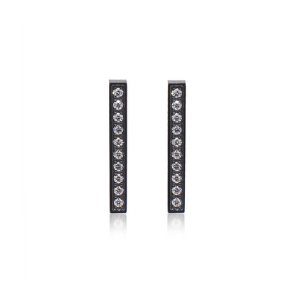 ER107B B.Tiff Black 9-Stone Short Bar Earrings