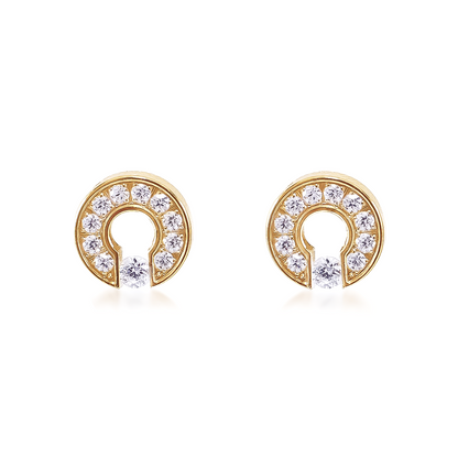 ER118G B.Tiff Gold Pavé Barrel Earrings