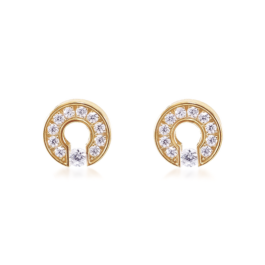 ER118G B.Tiff Gold Pavé Barrel Earrings