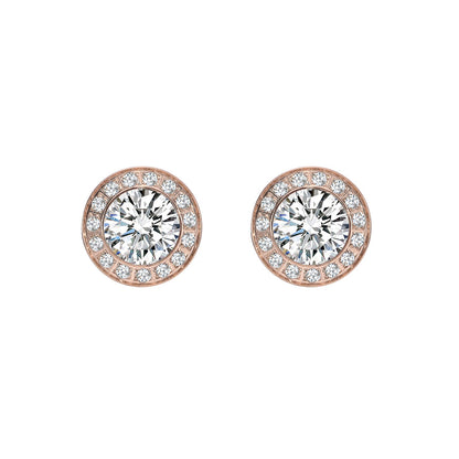 ER125RG B.Tiff Rose Gold Pavé 1 ct Aŭreolo Earrings