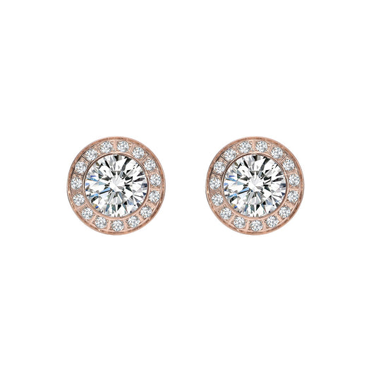 ER125RG B.Tiff Rose Gold Pavé 1 ct Aŭreolo Earrings