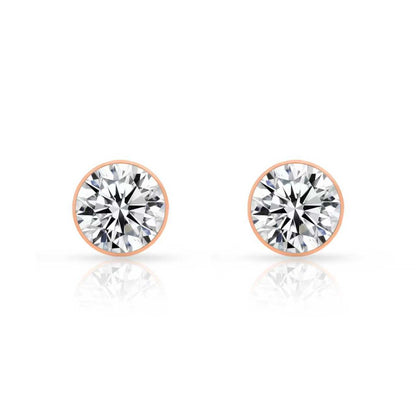 ER201RG B.Tiff Rose Gold 2 ct Solitaire Stud Earrings
