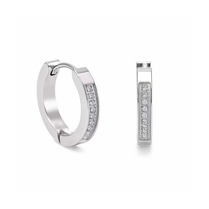 ER305W B.Tiff Pavé 18-Stone Hoop Earrings
