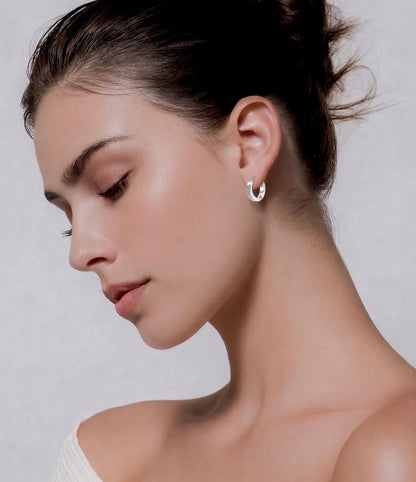 ER305W B.Tiff Pavé 18-Stone Hoop Earrings