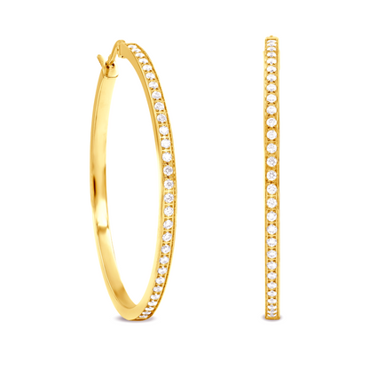 ER317G B.Tiff Gold Pavé 58-Stone Classic Large Hoop Earrings