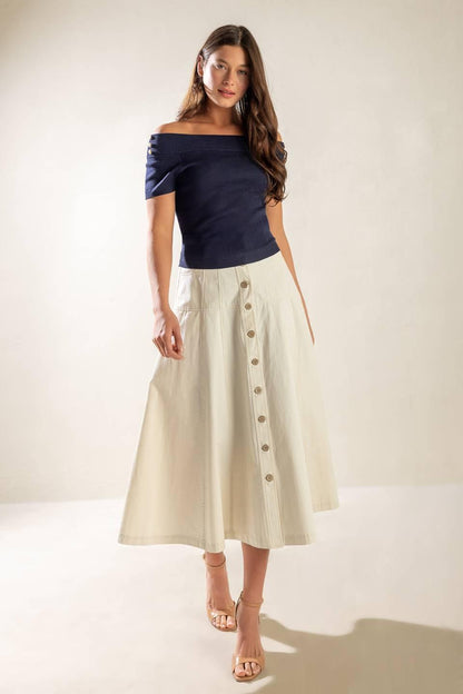 TIME FOR TEA OFF SHOULDER SWEATER TOP