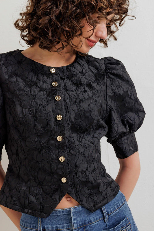 Quiet luxe romance woven top