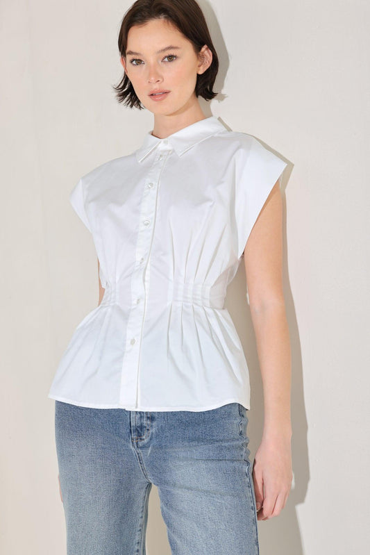 Modern poise woven top