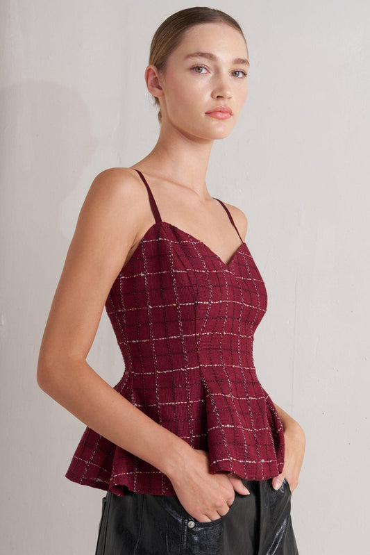Burnt boulevard tweed cami top