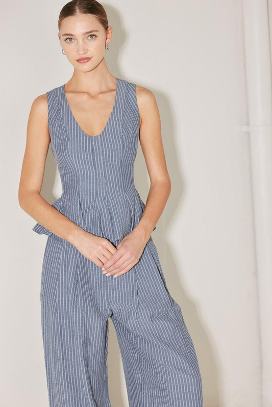 Marina pinstripe woven top
