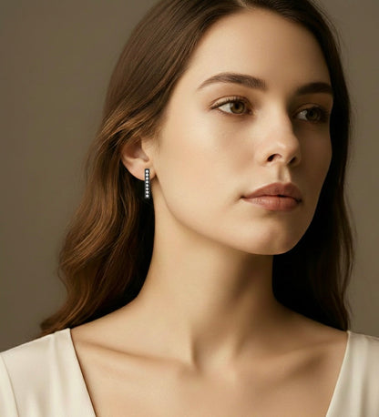 ER107B B.Tiff Black 9-Stone Short Bar Earrings