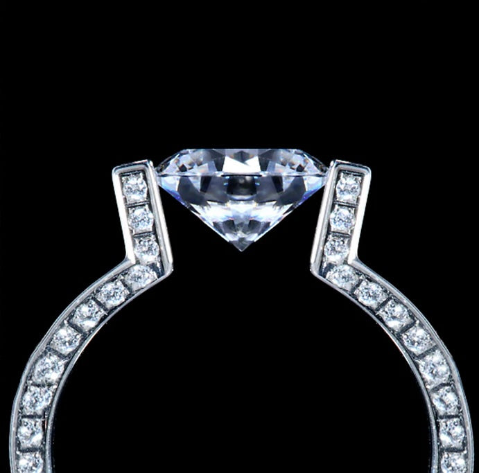 RG108W-111W B.Tiff 2ct Round Solitaire Interlocking Engagement Ring & Eternity Band Set