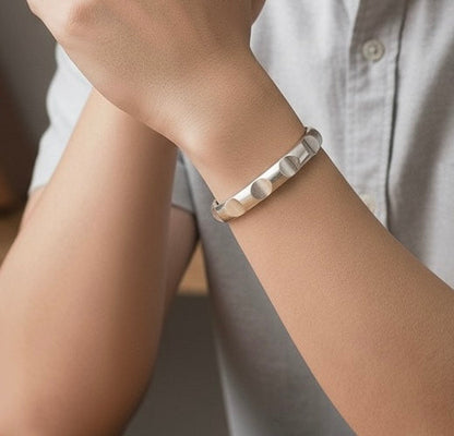 BG109W B.Tiff Simplicity Circle Indent Adjustable Bangle Cuff