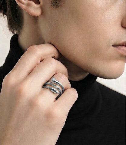 RG115W B.Tiff Pavé Pointe Cable Adjustable Ring
