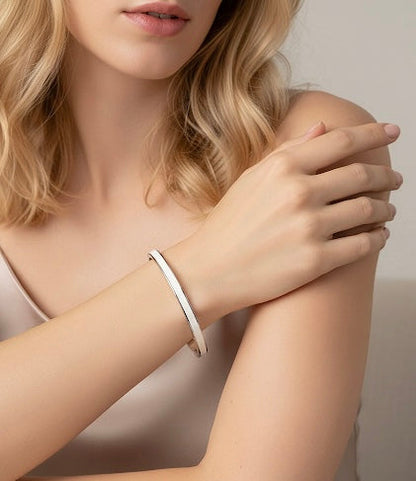 BG301WW B.Tiff "The Hamptons" White Enamel Stainless Steel Bangle Bracelet
