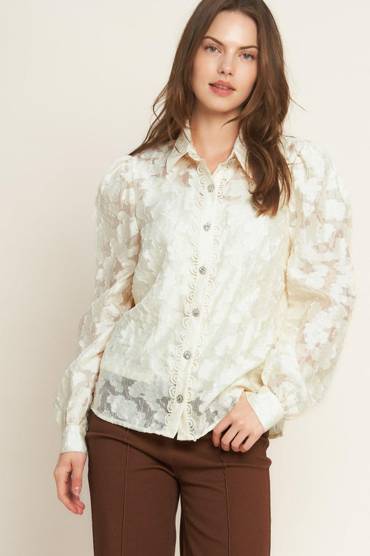 Luminous glow woven top