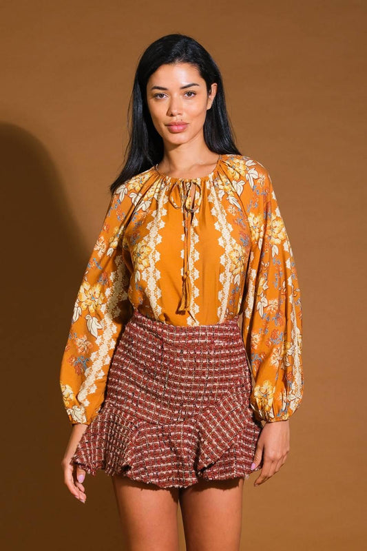 Over the hills woven top