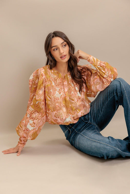 Paisley breeze woven jacquard top