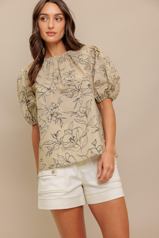 Botanical luxe woven top