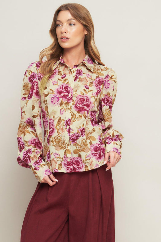 Parisian rose dream woven top