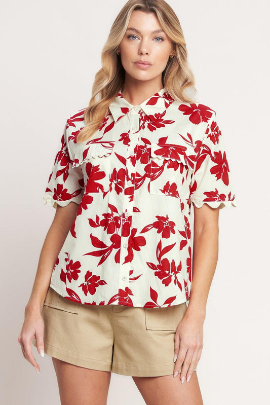 Floral kiss woven top