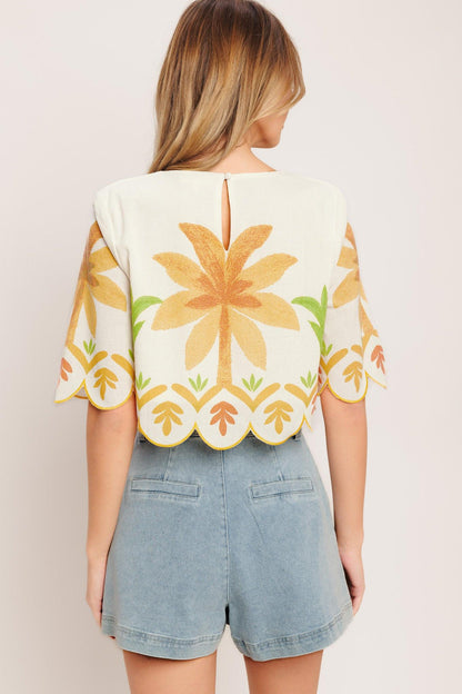 VINTAGE ISLAND WOVEN CROP TOP