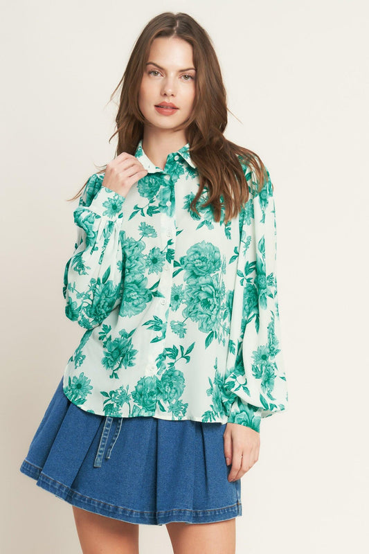 Botanical pop woven top