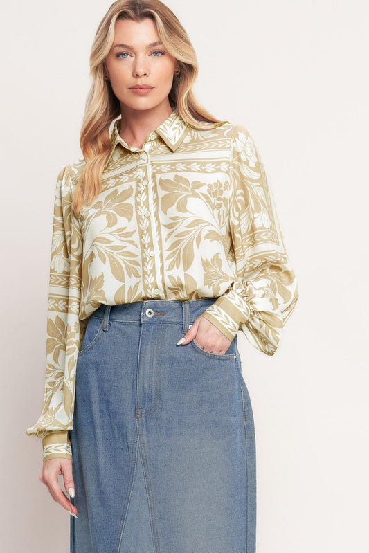 Palm bazaar woven top